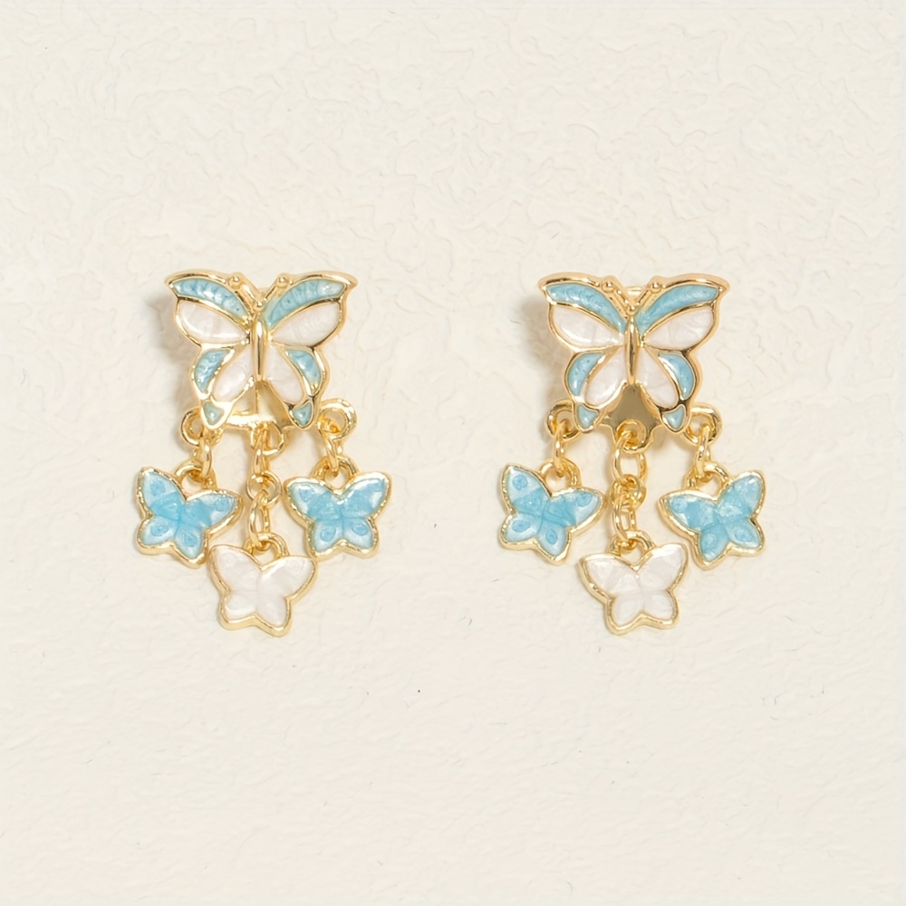 Women's High-End Color-Blocked Butterfly Earrings